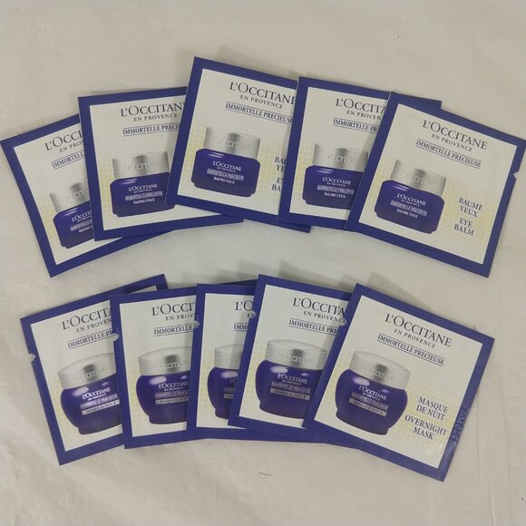 L'OCCITANE Immortelle Precieuse Overnight Mask & Eye Balm X 10 Samples NEW - Picture 2 of 5